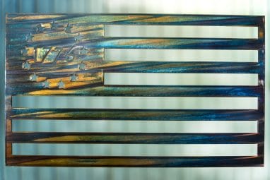 Revolutionary War American Flag made in metal with 1776 wrapped in stars metal wall decor.