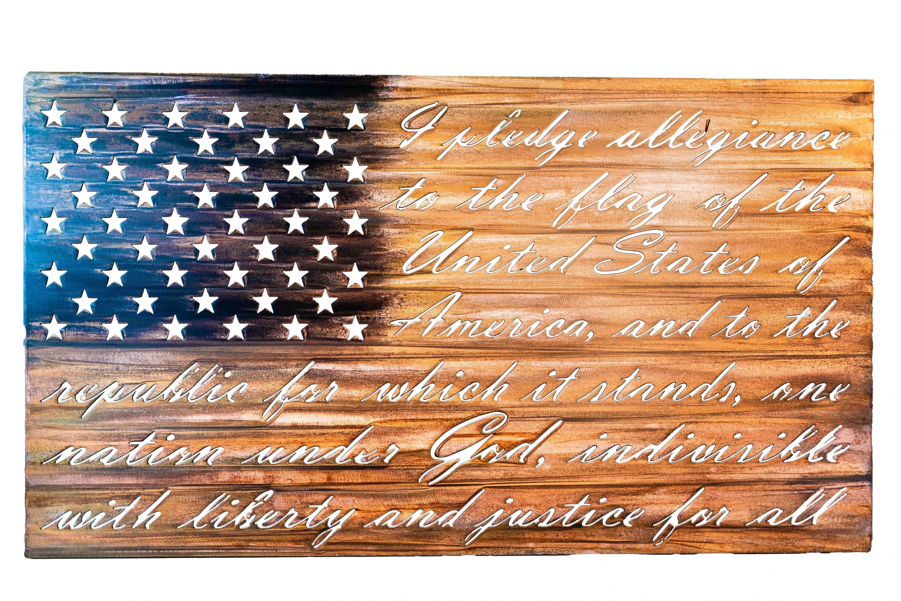 The Pledge Of Allegiance Patriotic American Flag Tin Metal Steel Sign 24x16 